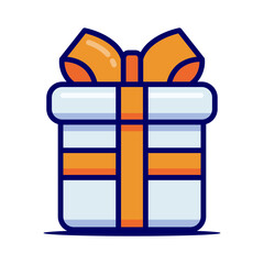Gift box with ribbon, single icon in color style