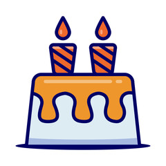 Birthday cake with candles, single icon in color style