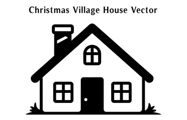 Christmas Village House Silhouette Vector isolated on a white background