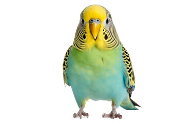 Portrait Cute Colorful Parakeet Bird with Vibrant Feather Isolated on Transparent Background PNG.