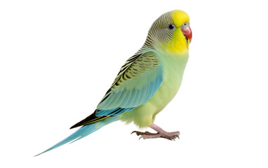Charming Colorful Parakeet Bird with Vibrant Feather Isolated on Transparent Background PNG. - obrazy, fototapety, plakaty