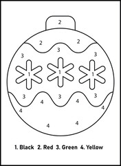 Christmas Color By Number For Kids | Christmas Coloring Pages