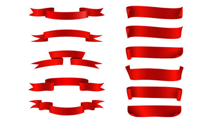 ribbon red color set collection christmas celebration element set vector illustration.  celebration valentines day