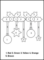 Christmas Color By Number For Kids | Christmas Coloring Pages