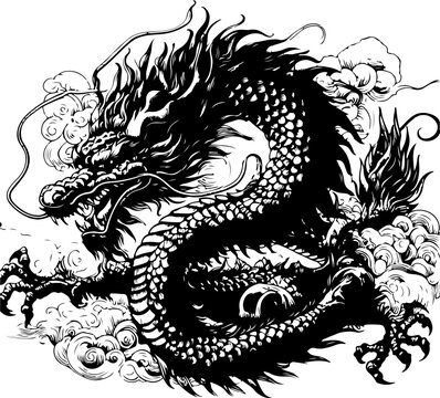 Dragon sketch art, snake, logo design, tattoo