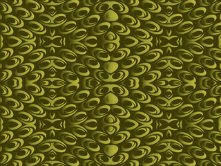 Shiny dark yellow background, with unique ornaments. Modern 3d pattern. Vector illustration