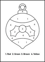 Christmas Color By Number For Kids | Christmas Coloring Pages