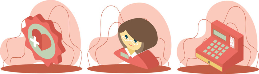 Colorful shopping for store or supermarket.