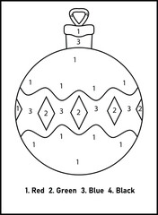 Christmas Color By Number For Kids | Christmas Coloring Pages