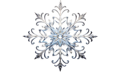 Amazing Delicate Snowflake Ornament With Intricate Design Isolated on Transparent Background PNG.