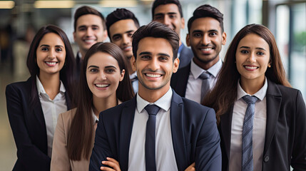 Fototapeta premium Young Indian business people smiling at camera
