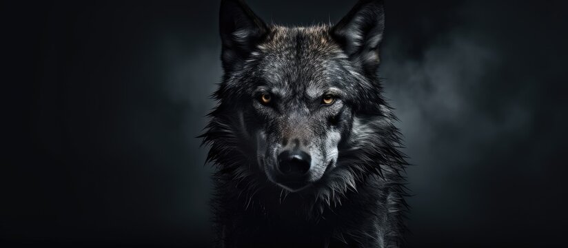 Frightening gray wolf