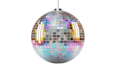 A Colorful Disco Ball Ornament with Mirror Like Reflection Isolated on Transparent Background PNG.