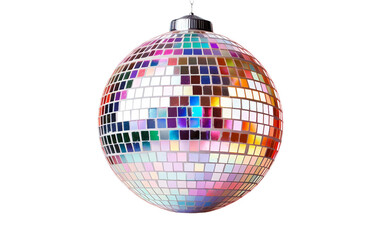Amazing Shiny a Colorful Disco Ball Ornament with Mirror Like Reflection Isolated on Transparent Background PNG.