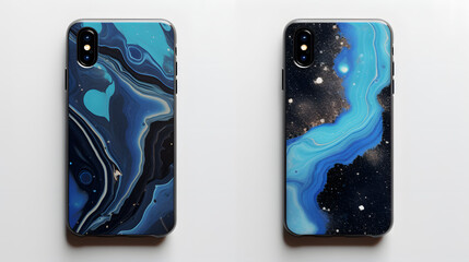 Black galaxy and bule agate symbiotic marble texture. generative AI.