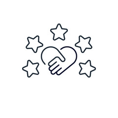 The highest stair of trust and confidence. Reliable partner. Vector linear illustration icon isolated on white background.