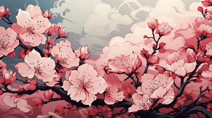 pink floral lineart background