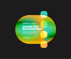 Round triangle and round square composition geometric background