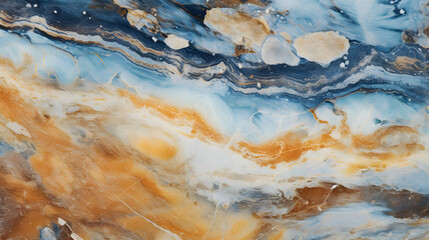 Blue, gold, beige, orange, brown in an avant-garde abstract color pattern marble texture....