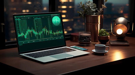 Forex on a laptop with coins