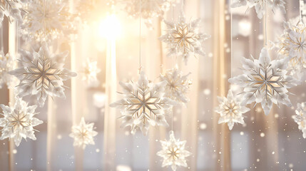 Christmas. Christmas snowflakes. Background. Wallpaper. Generated AI. Photoshop improved