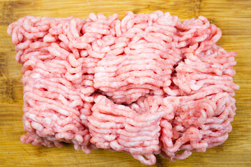 Raw minced meat. Fresh minced meat. Raw ground pork ready to be cooked.