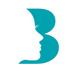 lady face with alphabet B