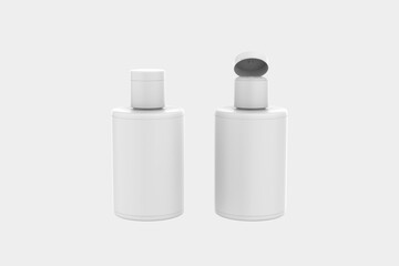 Matte Shampoo Bottles Mockup Isolated On White Background.3d illustration