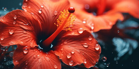 Nature's Beauty Hibiscus Close-Up with Droplets