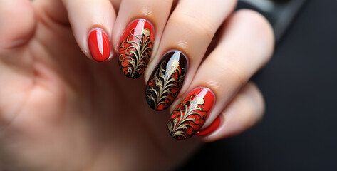 rose pattern fingernails