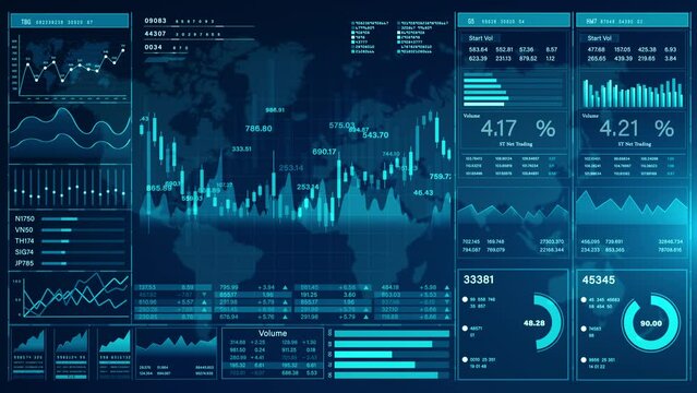 Business charts and data numbers. Business and financial investment. HUD infographic of financial. Information reports of business strategy for investment. Technology data analysis.