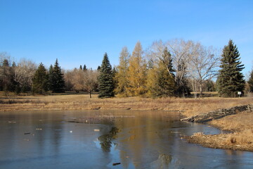 Fototapeta na wymiar November On The Lake, Gold Bar Park, Edmonton, Alberta