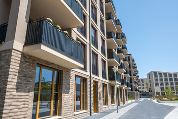 New residential buildings in a development area seen in Potsdam, Germany