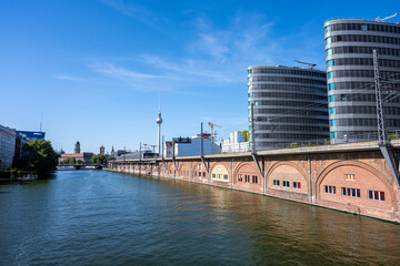 The river Spree in Berlin with the famous TV Tower in the back