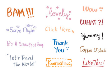 Cute Hand Drawn Expressive Words 