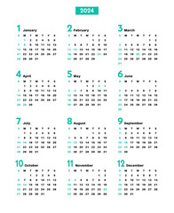 2024年シンプルなカレンダー