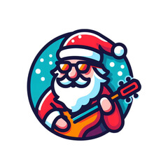 santa claus playing guitae