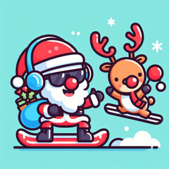 santa claus and reindeer