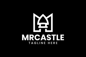 initial M castle outline modern logo design for professional company business