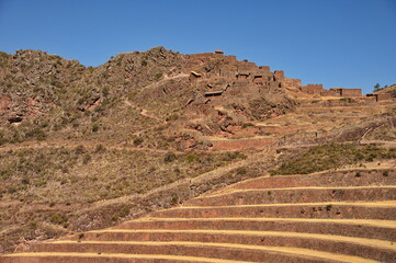 Pisac archaeological site with agricultural terraces