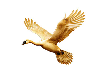 Golden goose on white background, highest resolution, no shadows, die cut, png file.
