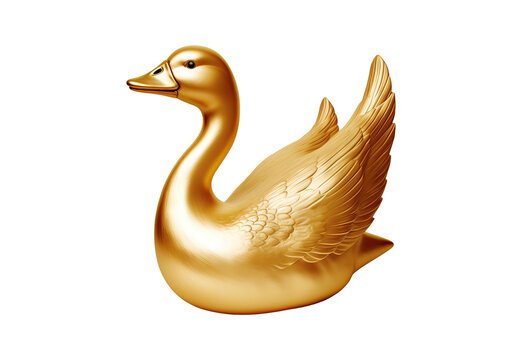 Golden goose on white background, highest resolution, no shadows, die cut, png file.