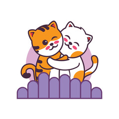 Cute cat cartoon in love vector illustration