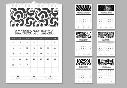 Black and White Calendar 2024