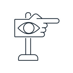 Column index of tips, solutions. Look over there! Finding the information you need.  Vector linear illustration icon isolated on white background.