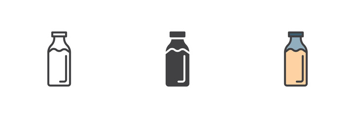 Milk bottle different style icon set