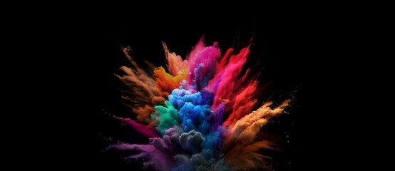 colorful powder splash on black background 