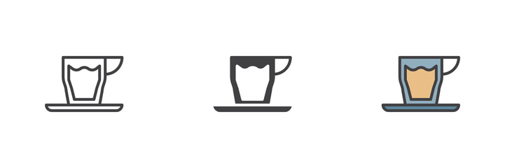 Espresso coffee cup different style icon set