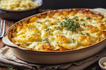 Potato casserole or scalloped potato, just cooked in the oven.