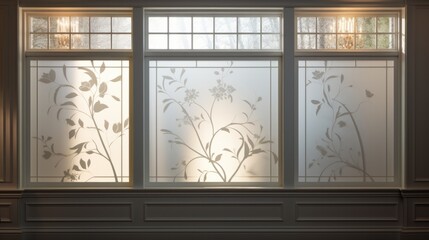 Frosted glass decorative window, elegant detail in interior design